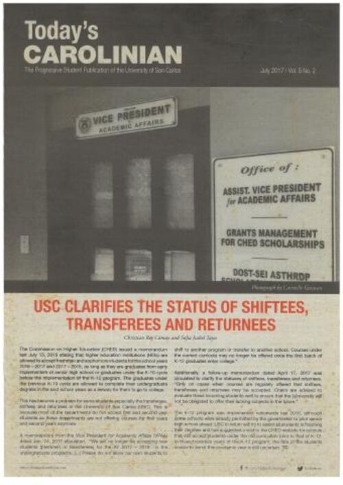 USC Clarifies the Status of Shiftees, Transferees and Returnees