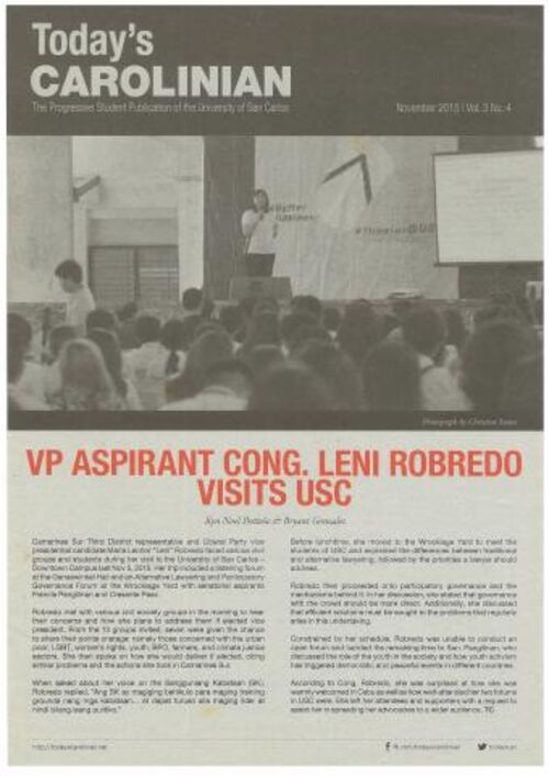 VP Aspirant Cong. Leni Robredo Visits USC